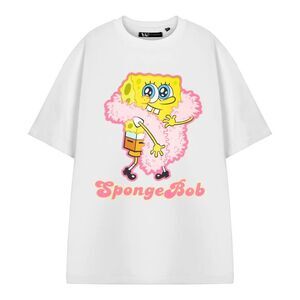 SpongeBob SquarePants Womens/Ladies Feather Boa Short-Sleeved T-Shirt / White
